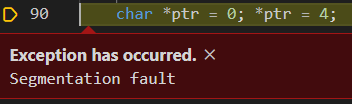 Example segfault error notification