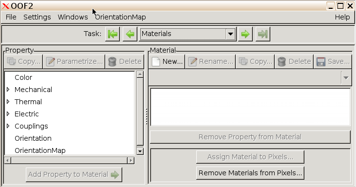 Materials pane