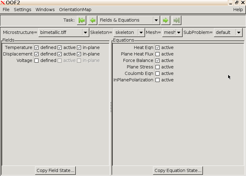 Equations selections