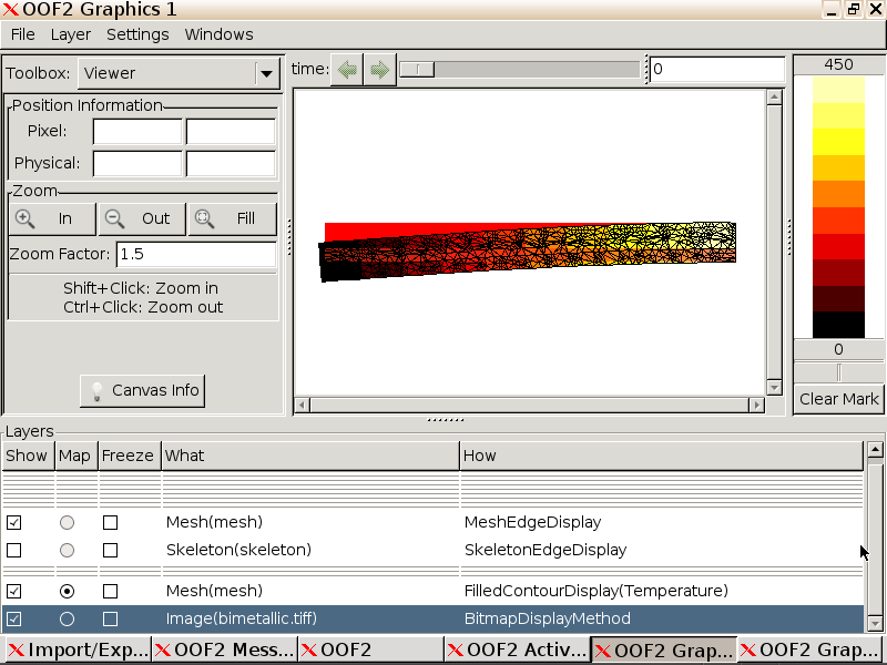 Graphics layer with temperature gradient