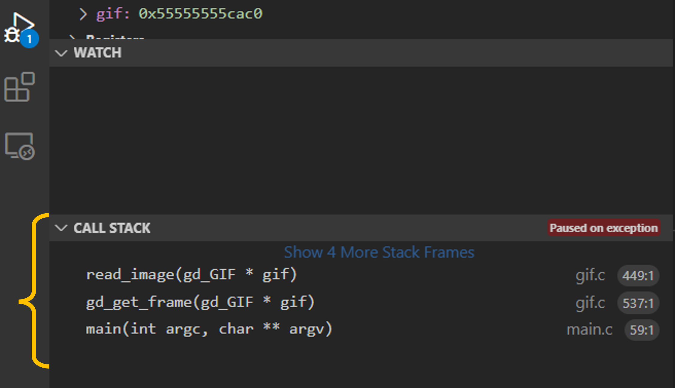 Example call stack