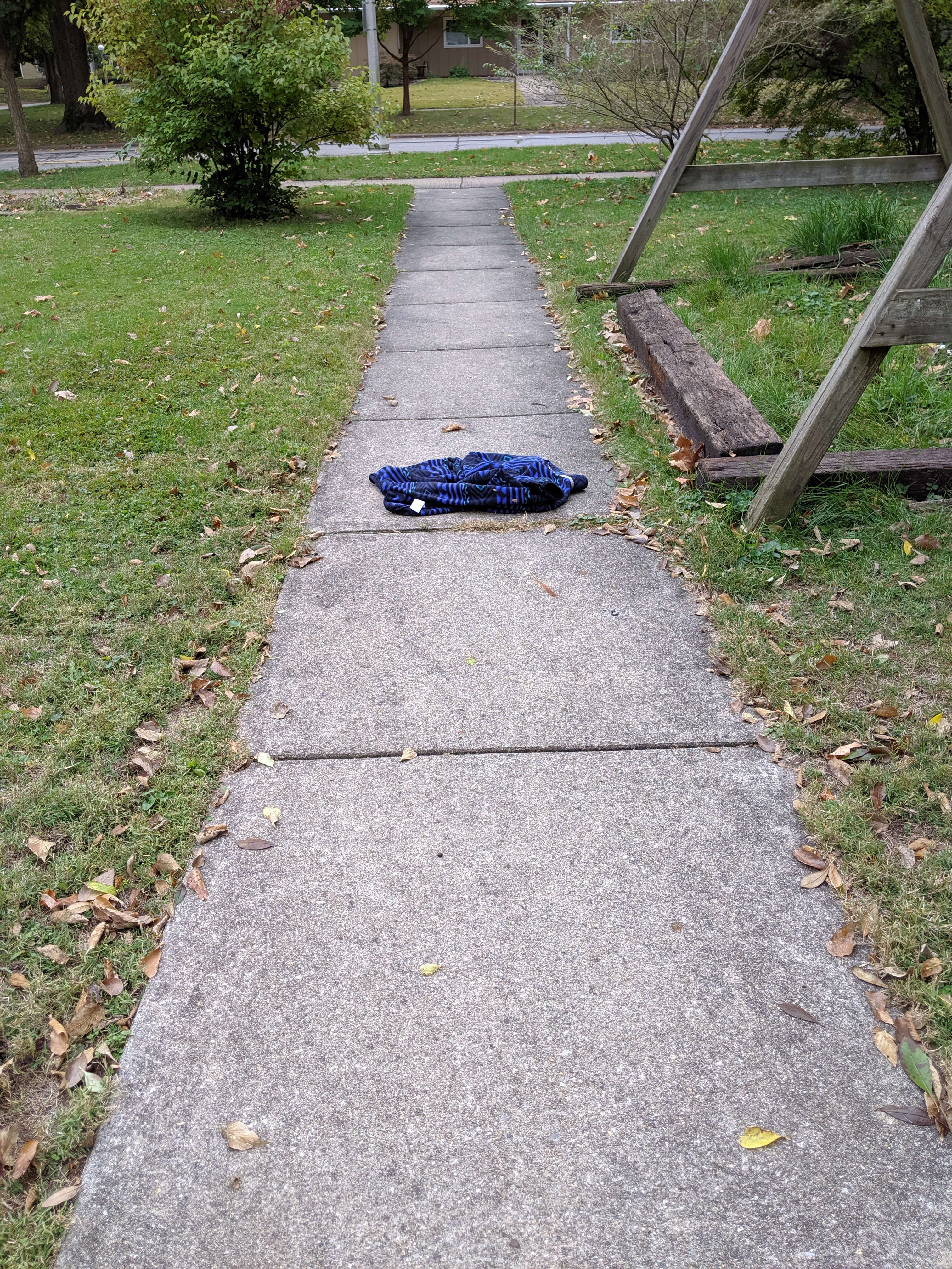 sidewalk going forwards with a jacket on it
