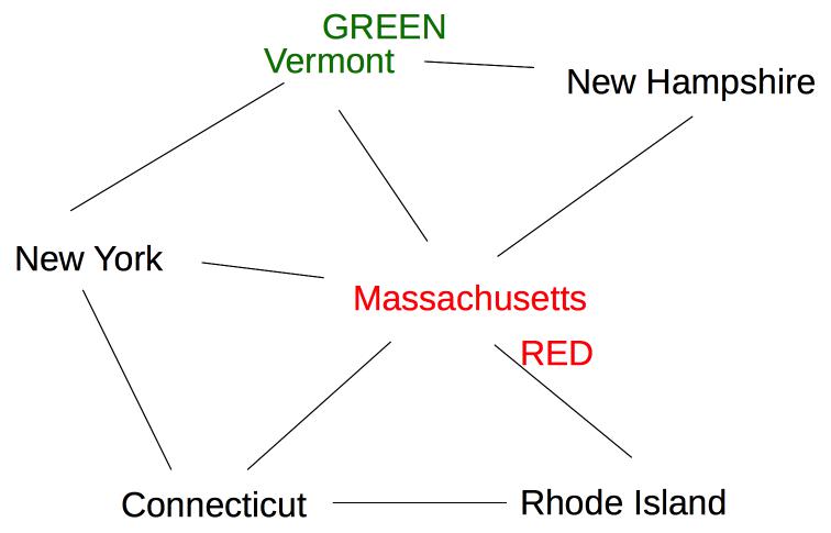 Vermont now colored green