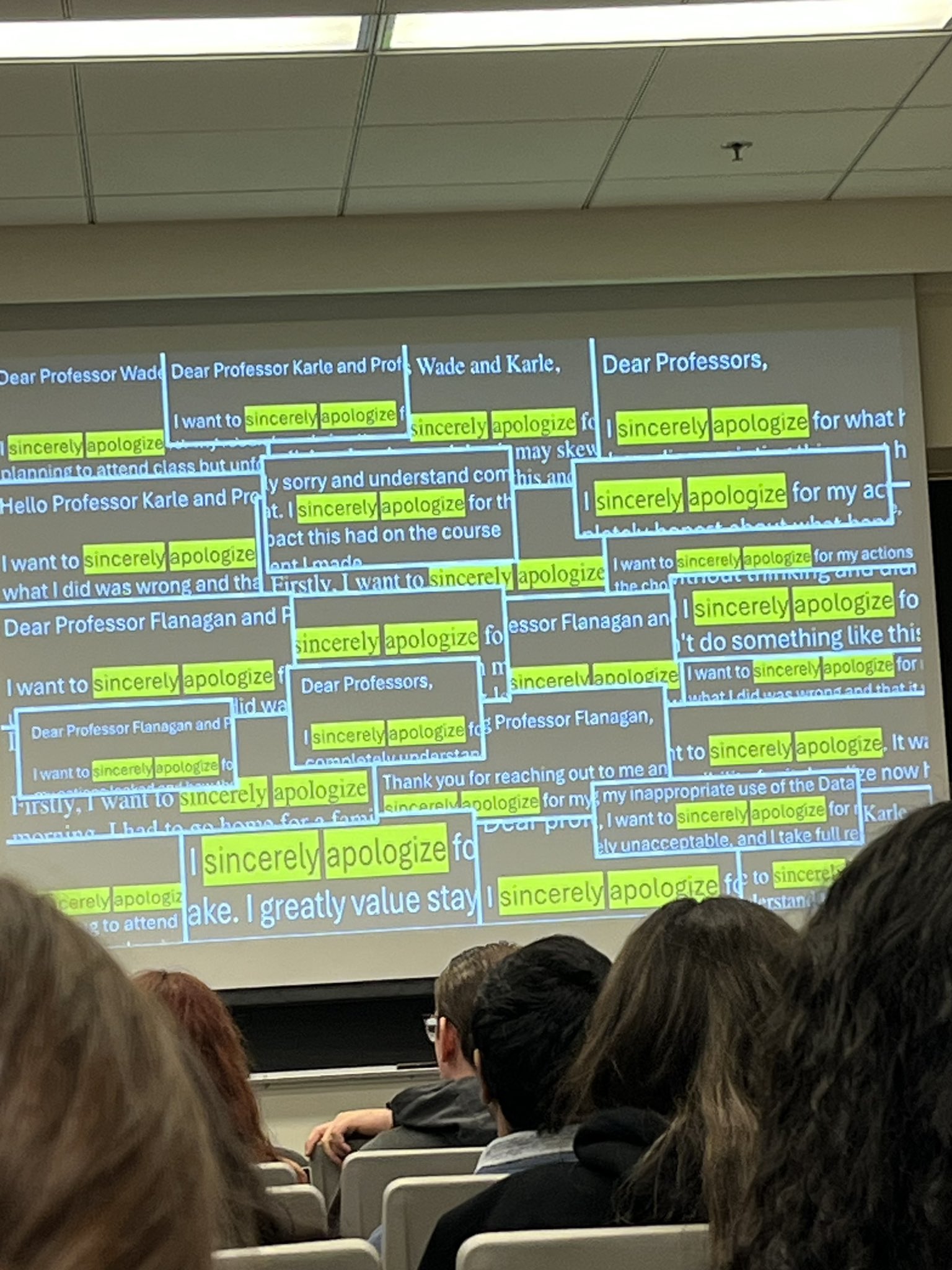 many similar letters which 'sincerely apologize'