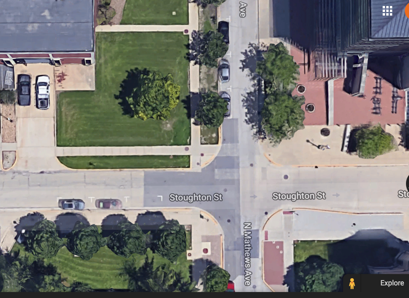 ariel view of two roads intersecting