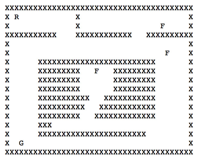 a maze drawn using ASCII characters