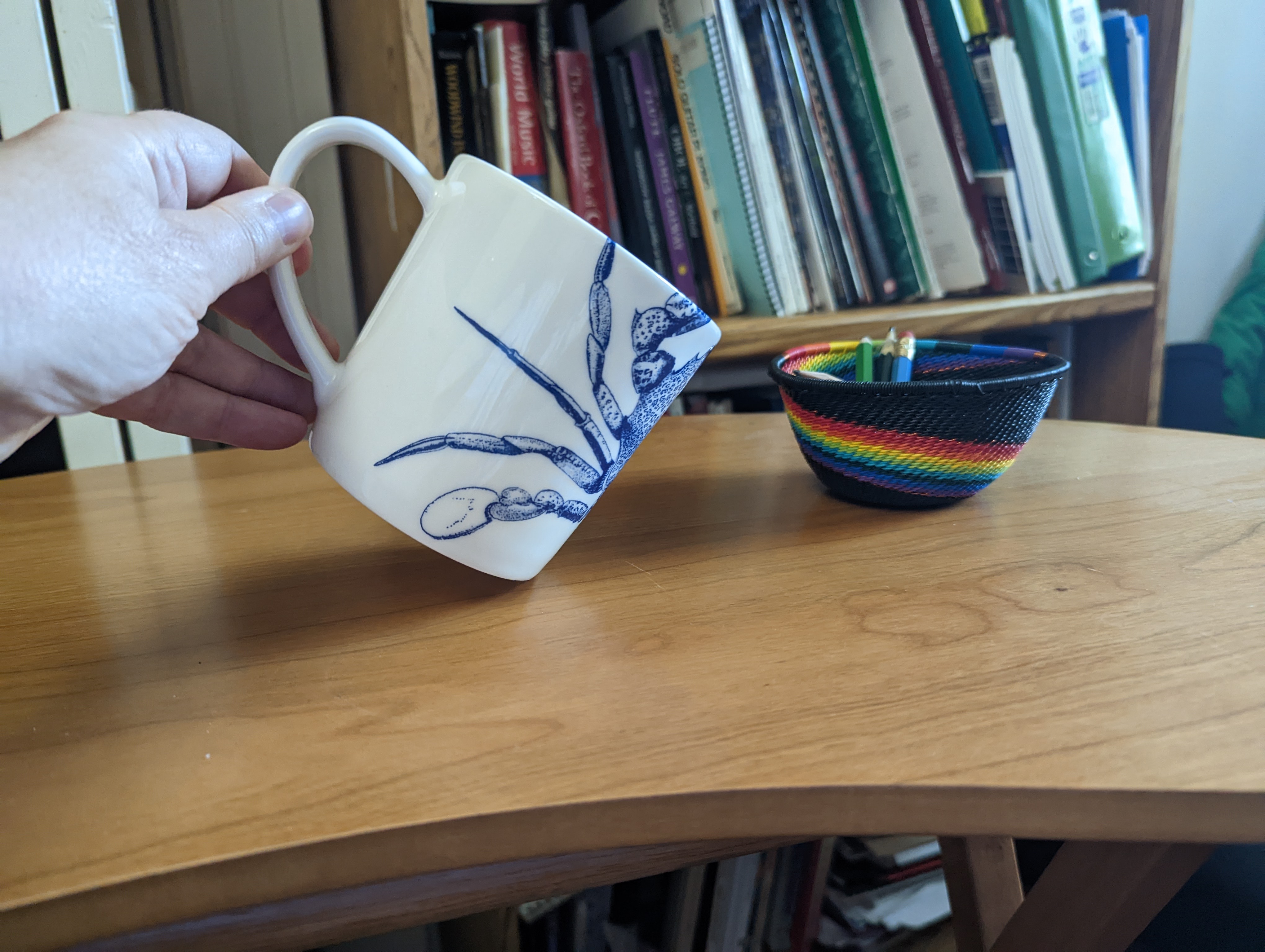 cup tipped to one side
