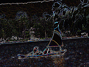 edges highlighted in sailboat picture