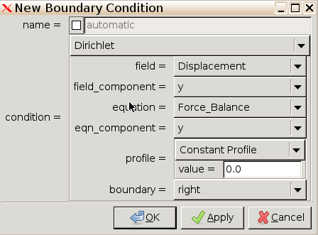 y displacement boundary