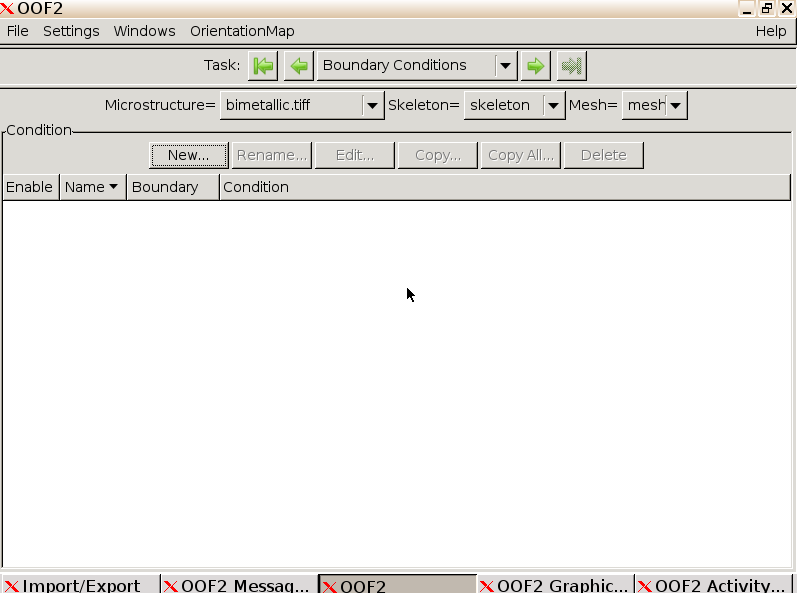 Boundary conditions pane