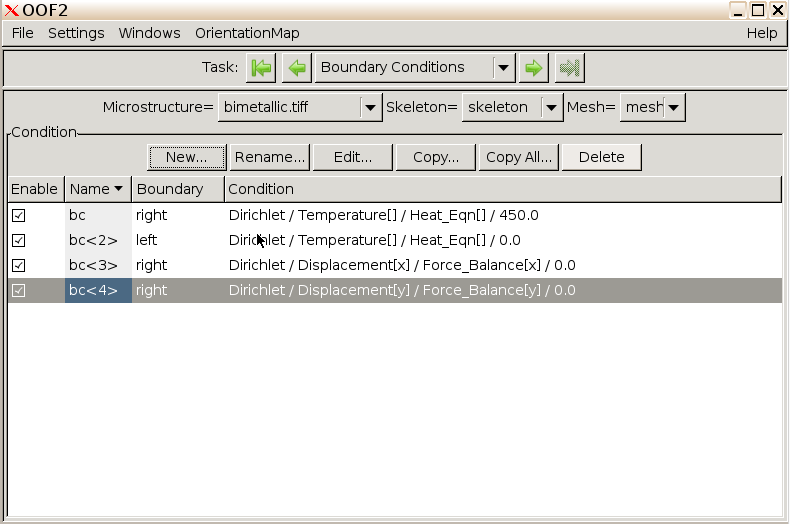Boundary condition summary