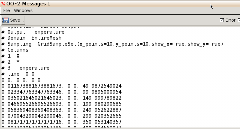 Message window with temperature