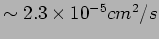 $ \sim 2.3\times10^{-5} cm^2/s$